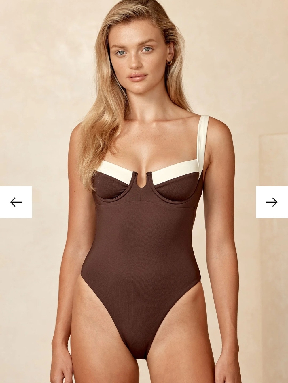 Monday Swimwear Clovelly One Piece - Espresso/Ivory LARGE